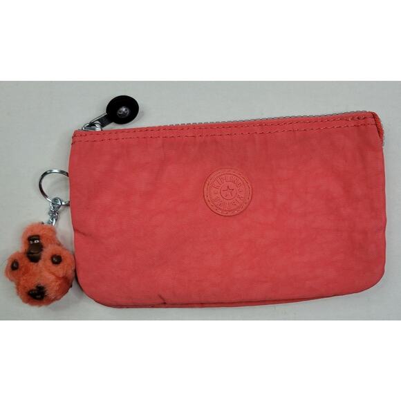 Kipling Salmon Pink Nylon Zipper Crossbody Bag Matching Purse & Marlo Monkey Key - Picture 15 of 16